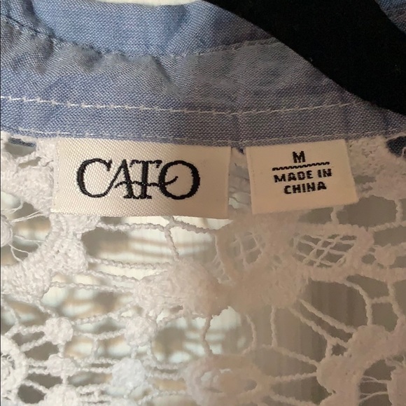 Denim Button Up w Tie & Lace - Picture 6 of 6